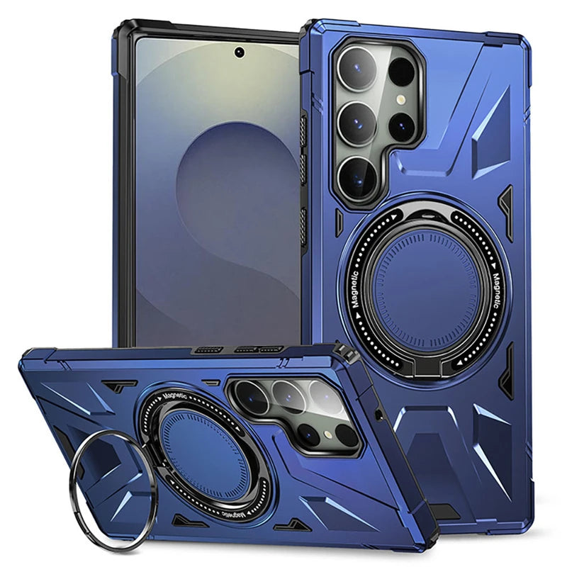 Shockproof Magnetic Armor Case with Ring Stand for Samsung Galaxy S26 Series