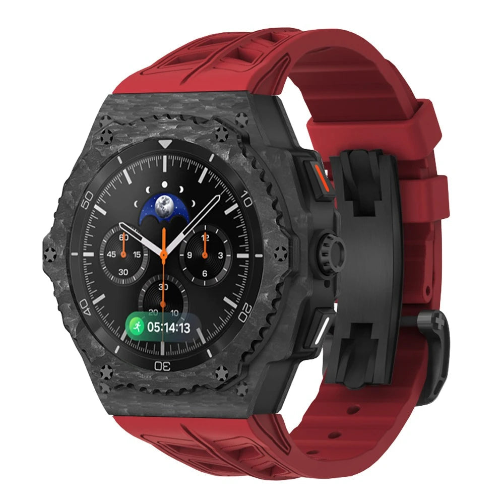 Carbon Case Mod Kit With Fluororubber Strap for Samsung Galaxy Watch & Galaxy Watch 8 Classic