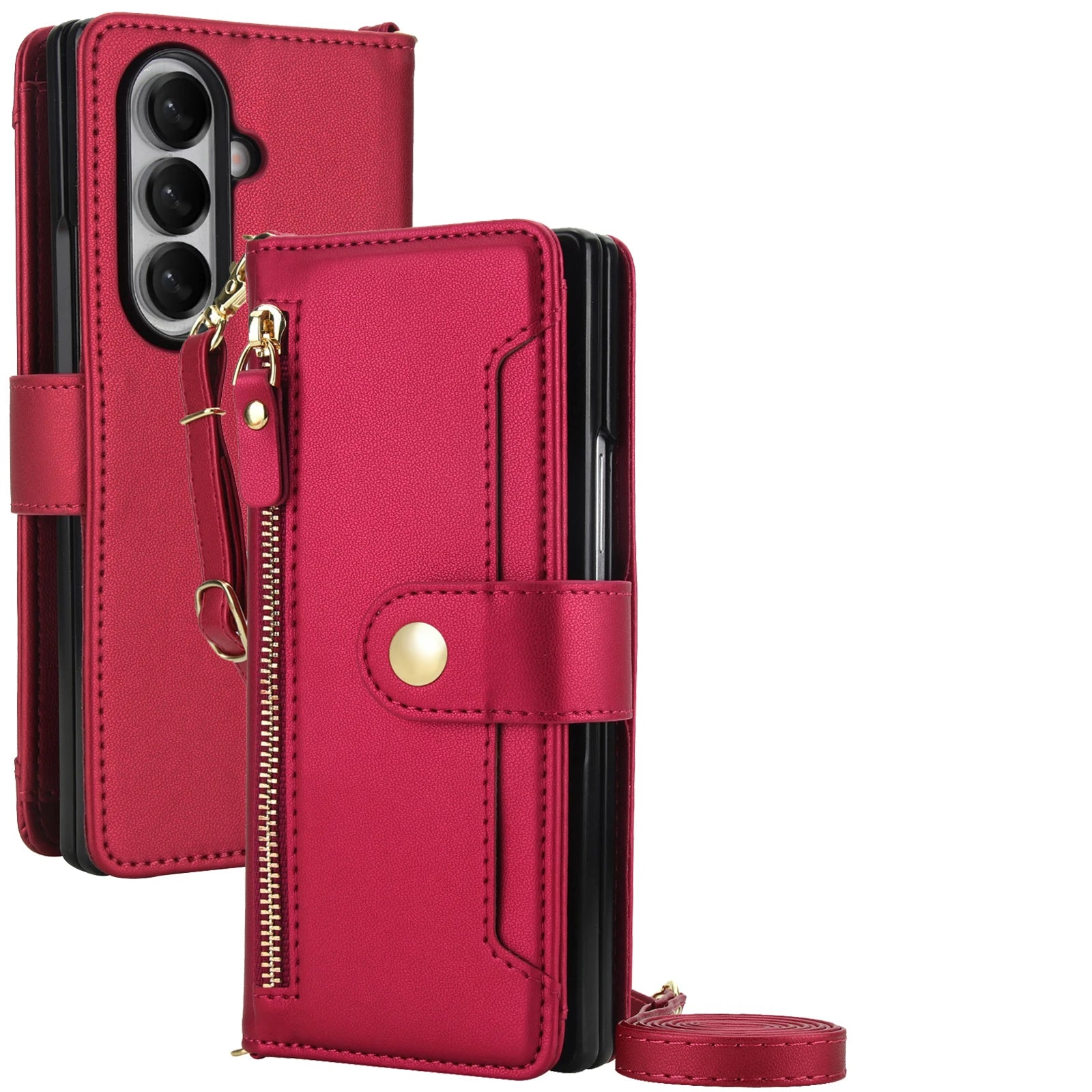 Shockproof Zipper Wallet Folio with Kickstand for Samsung Galaxy Z Fold 7