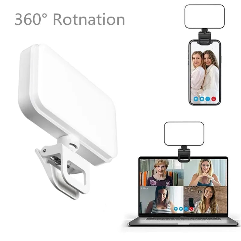 FANGTUOSI Rechargeable LED Clip-On Selfie Light with 3 Brightness Modes