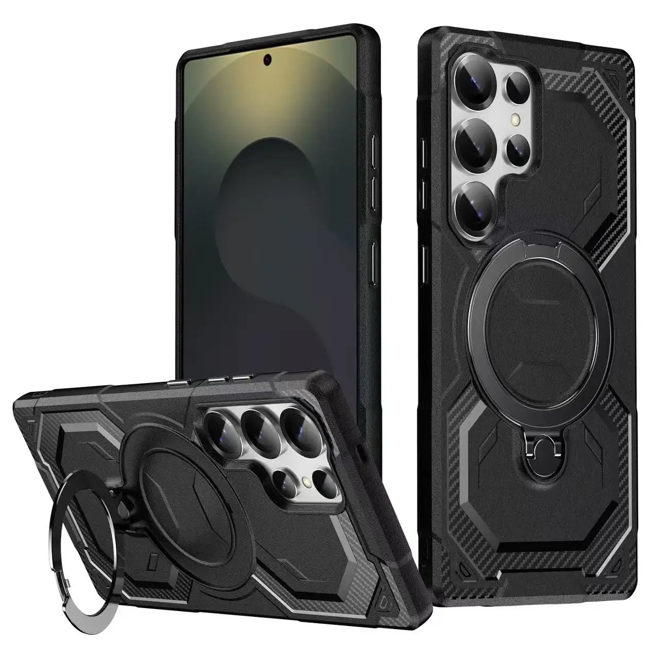 Samsung Galaxy S25 Series Protective Magnetic Case with Rotating Stand