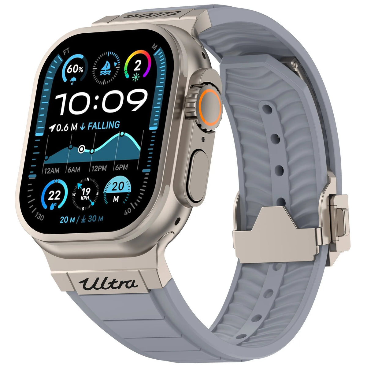 Fluororubber Sport Strap with Double-Press Clasp for Apple Watch