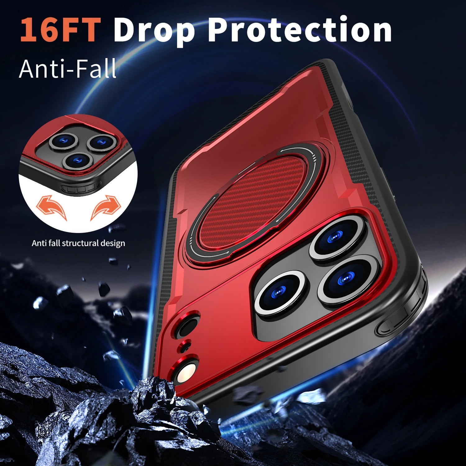 Heavy Duty MagSafe Case with 360° Rotating Bracket for iPhone 17 Series