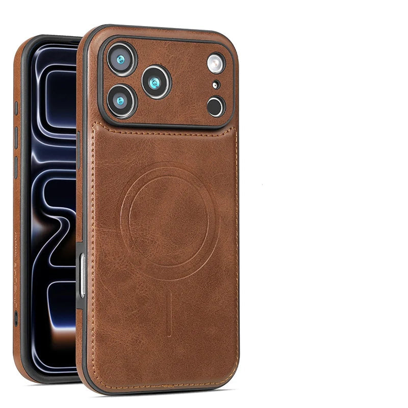 Shockproof Leather MagSafe Case for iPhone 17 Series
