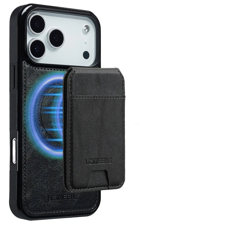 iPhone 17 Series Leather MagSafe Case with Removable Card Cover