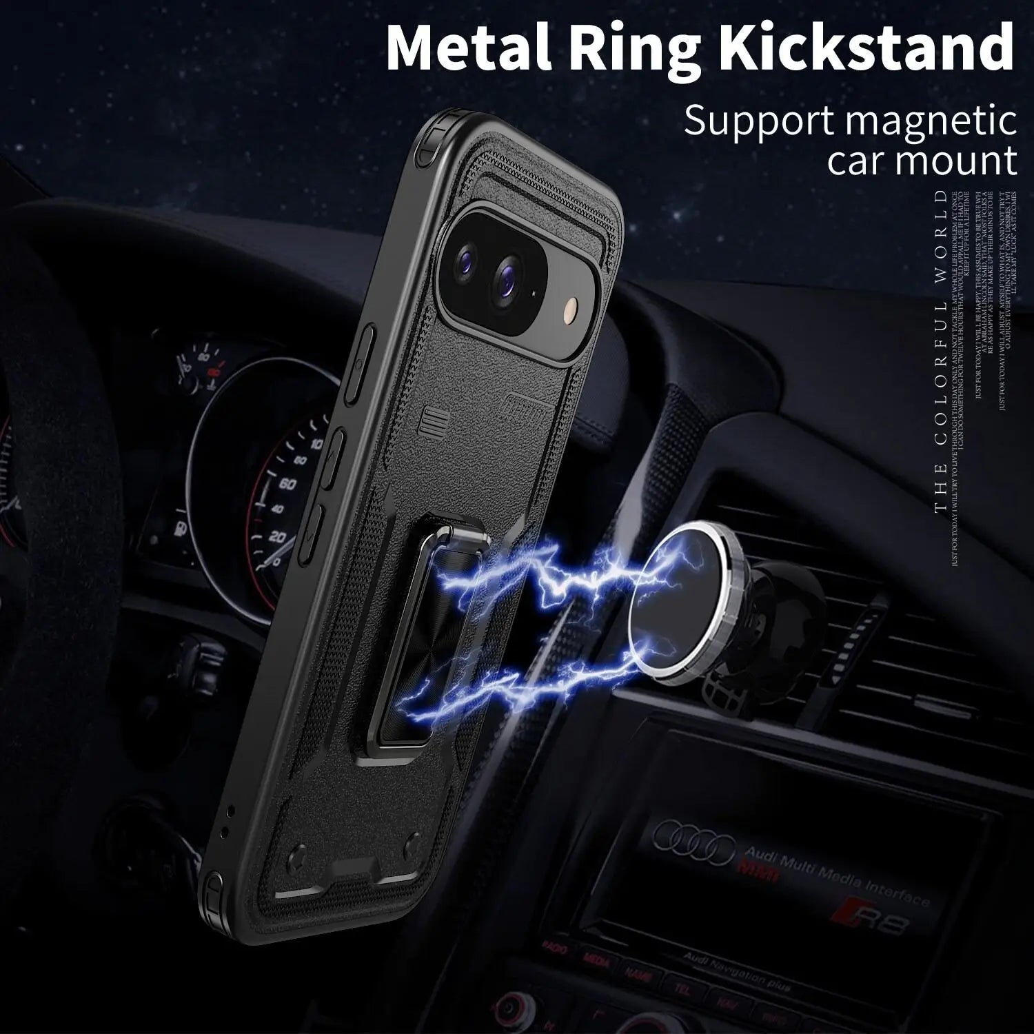 Shockproof Magnetic Case with Car Mount Ring Stand for Google Pixel 9 Series