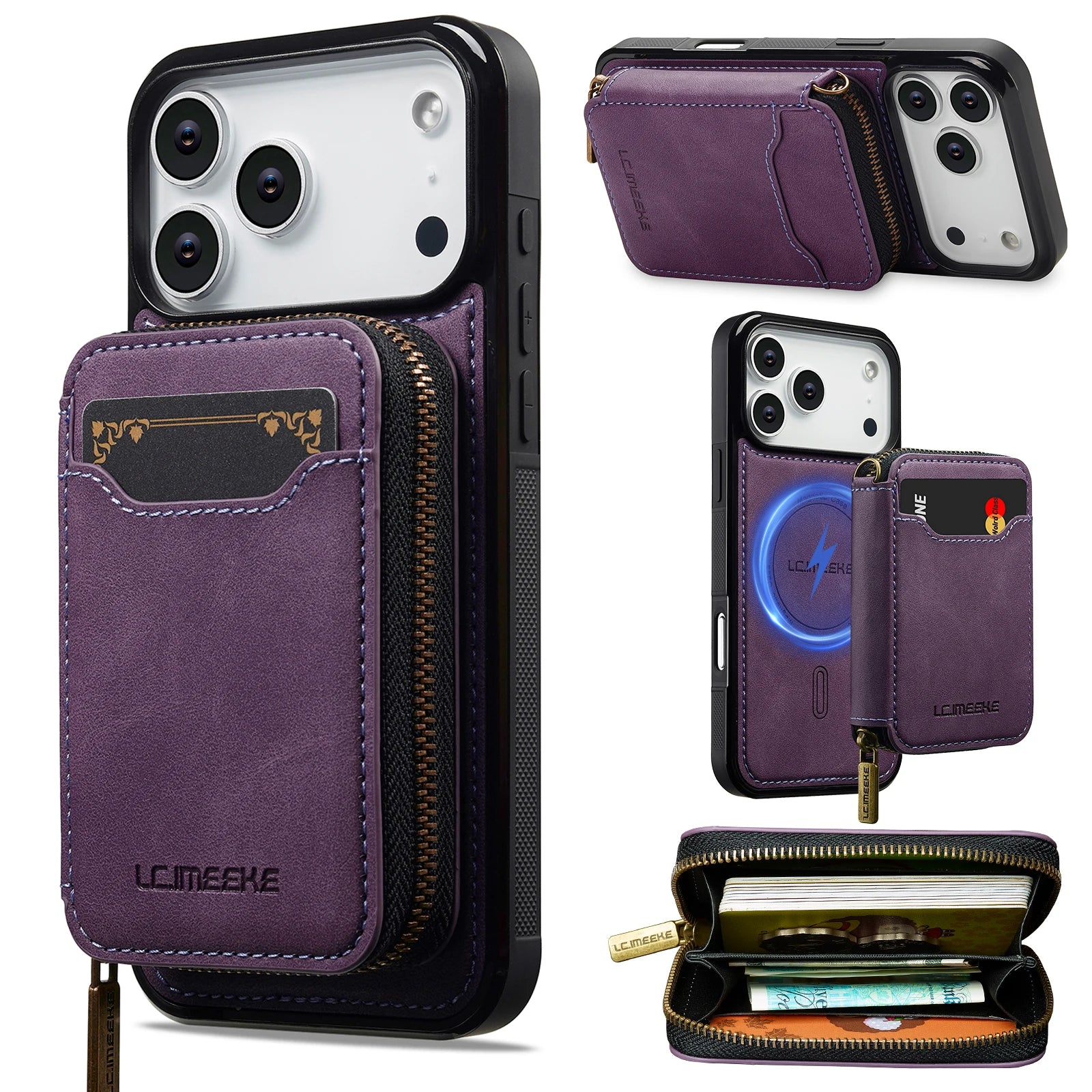 Premium Detachable MagSafe Case with Zipper Storage for iPhone 17 Series