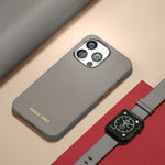 Natural Cowhide Lychee Leather MagSafe Case for iPhone 13 Series