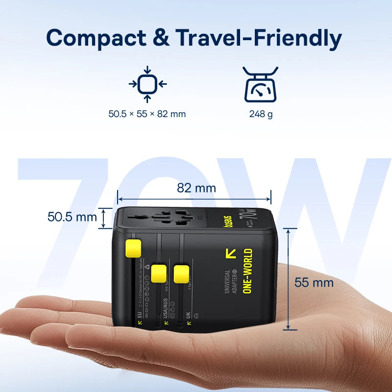 Baseus EnerCore CG11 70W Universal Travel Adapter with Retractable Cable