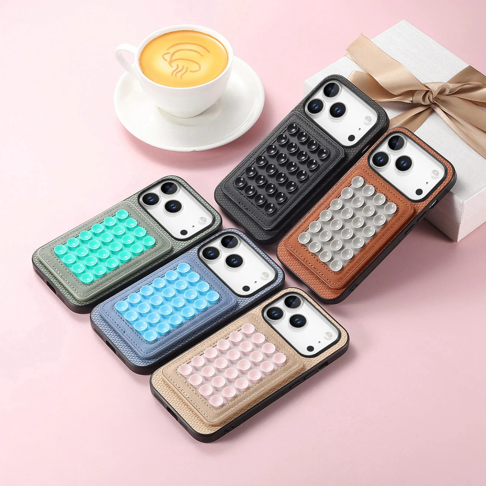 2-in-1 Detachable Fiber Texture MagSafe Leather Case with Card Holder & Suction Cup for iPhone 17 Series