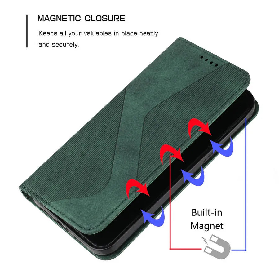 OnePlus 15 Magnetic Flip Wallet Case with Leather Texture