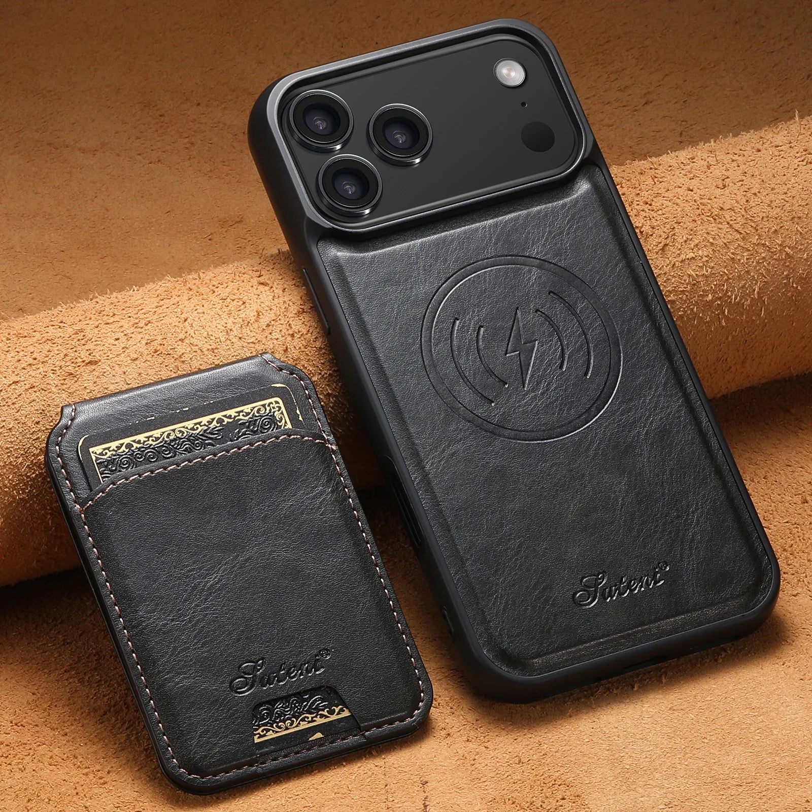 iPhone 17 Series MagSafe Leather Case with Detachable Card Sloth