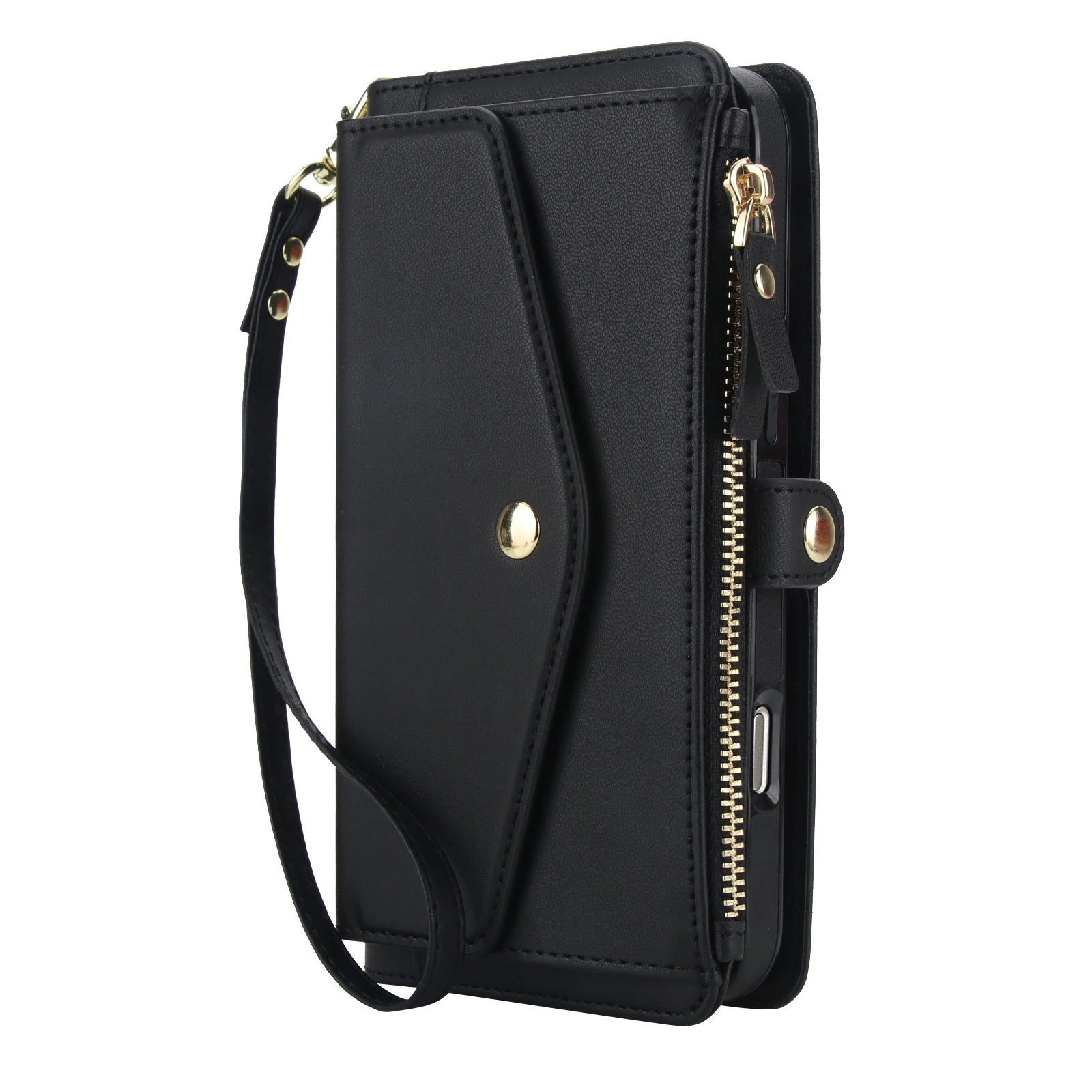Detachable MagSafe Leather Crossbody Case with Zippered Flip Wallet & Card Slot for iPhone 17 Series