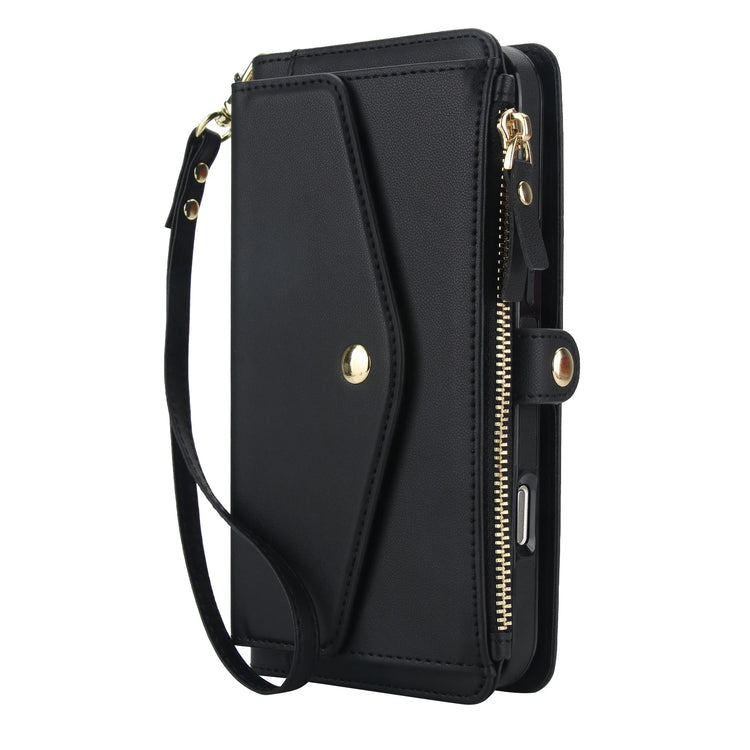 Detachable MagSafe Leather Crossbody Case with Zippered Flip Wallet & Card Slot for iPhone 17 Series