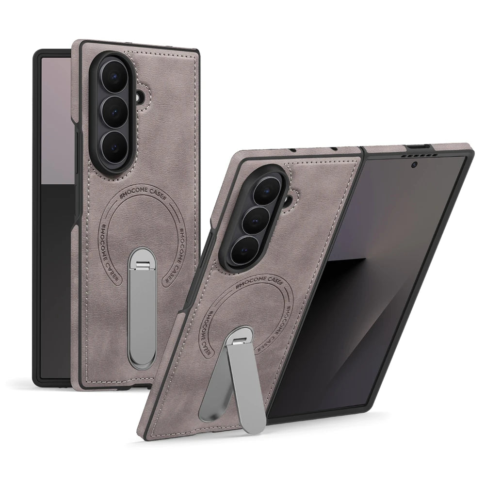 Samsung Galaxy Z Fold 6 Magnetic Leather Case with Kickstand