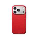 Luxury Lychee Texture PU Leather Case with Alloy Lens Frame for iPhone 17 Series