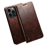 Premium Leather Flip Wallet Case for iPhone 16 Series