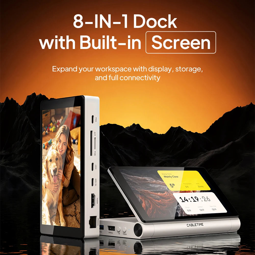 CABLETIME 5.5" Foldable Screen USB-C Dock