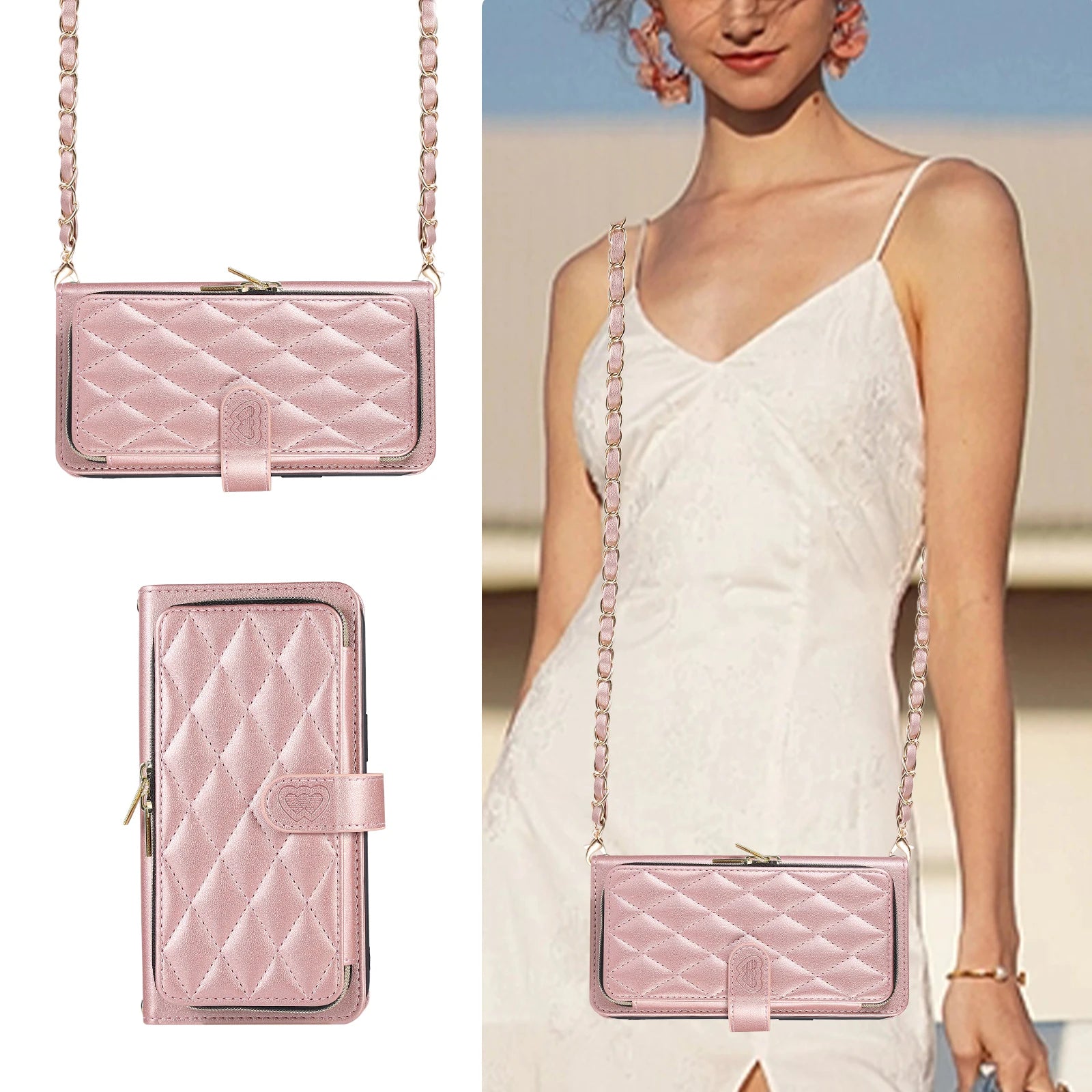 Premium Quilted Leather Crossbody Wallet Case for Samsung Galaxy S26 Series