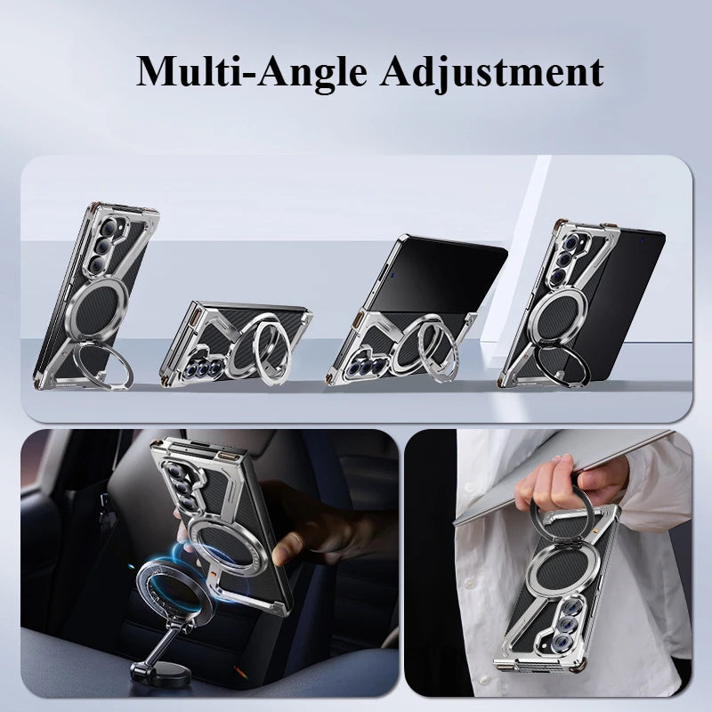 Samsung Galaxy Z Fold 5 Bezel-less Metal Case with Magnetic Stand