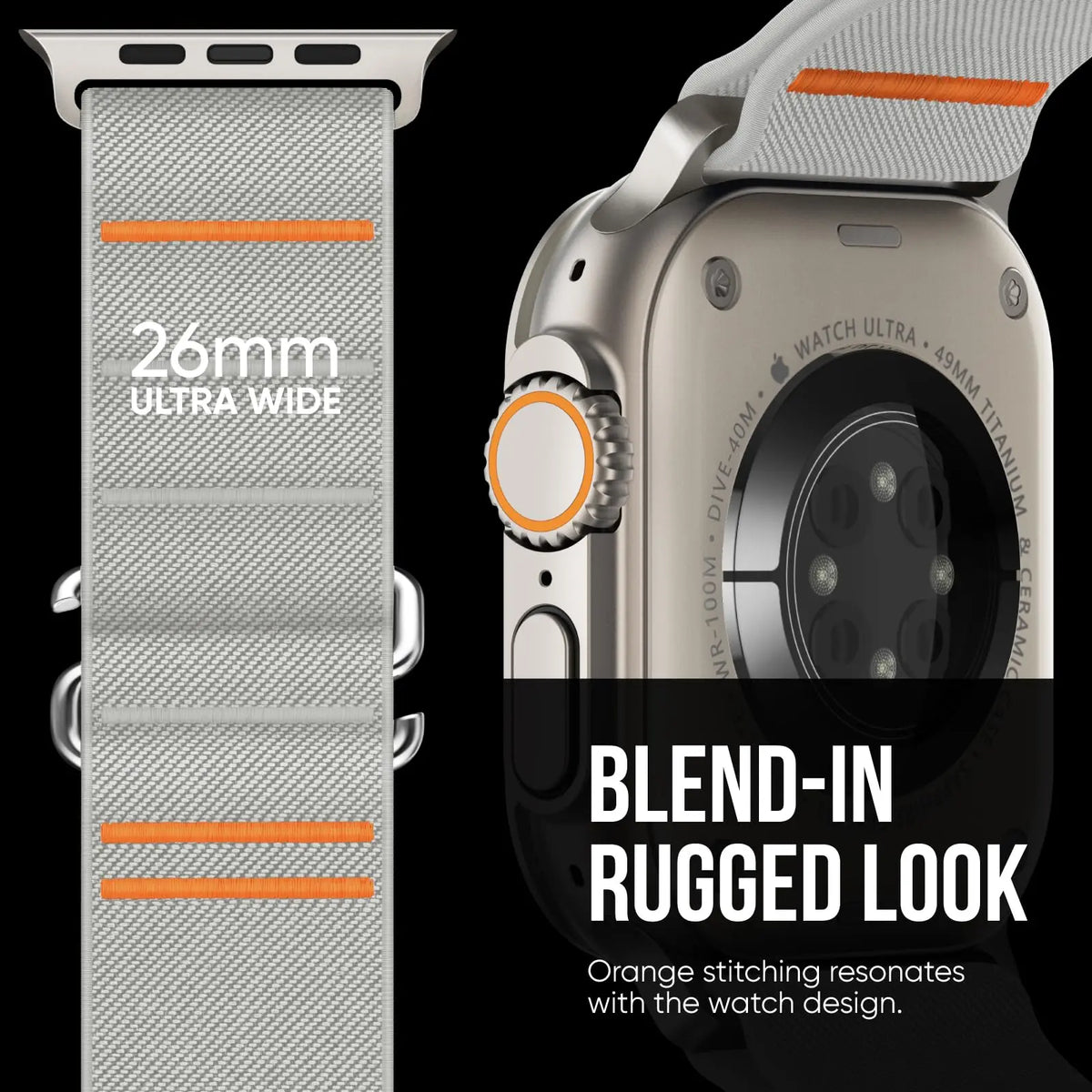 Woven Nylon Loop Closure Band with Shaped Buckle for Apple Watch
