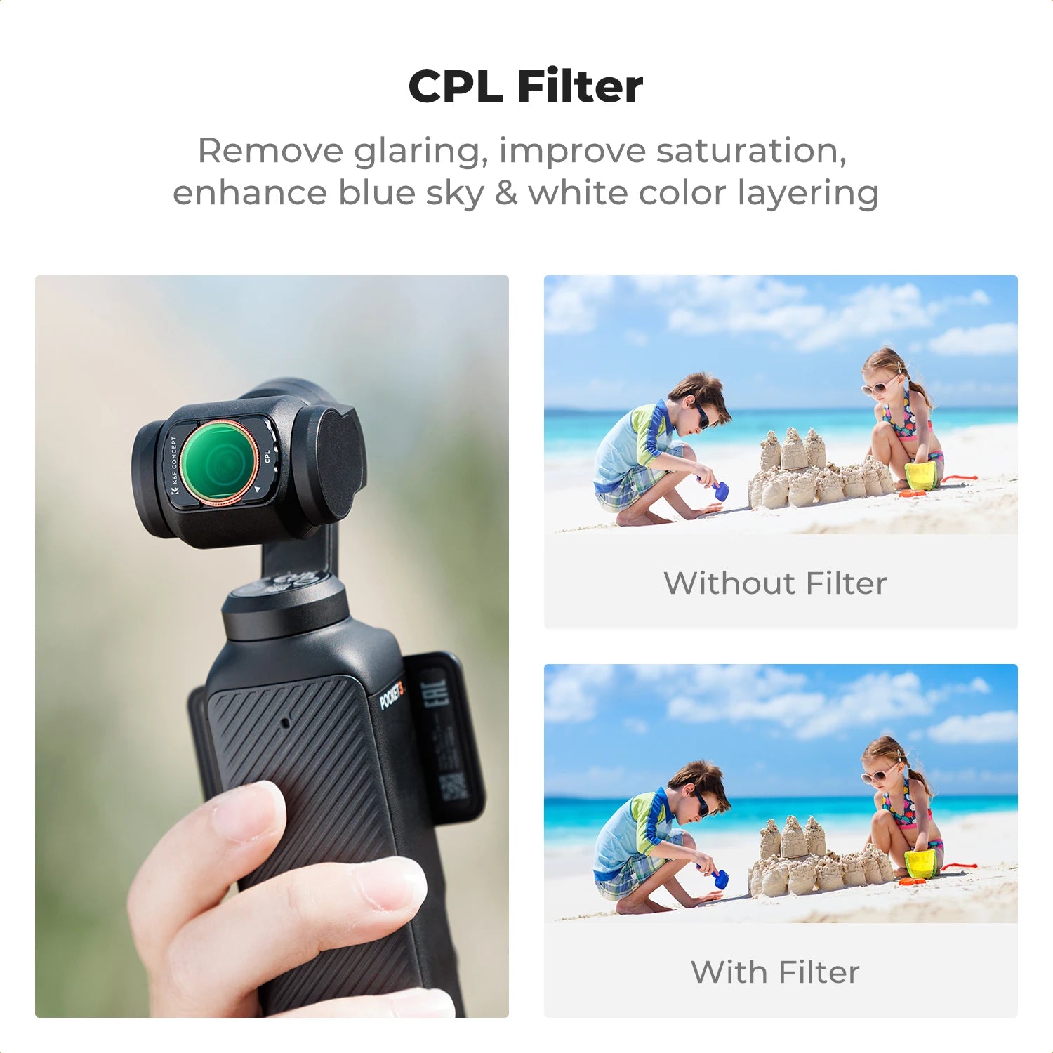 K&F Concept 2-in-1 Adjustable Sports Camera Filter Set for DJI Osmo Pocket 3