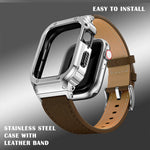 Luxury Metal Frame & Leather Strap Modification Kit for Apple Watch