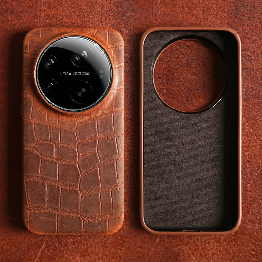 Genuine Leather Bumper Case with Raised Camera Ring for Xiaomi 17 Series