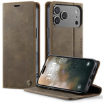 Leather Folio Wallet Case with Integrated Kickstand for iPhone 18 Series