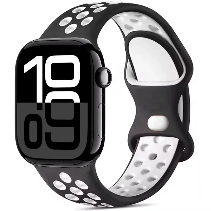 Breathable Silicone Band with Perforated Ventilation for Apple Watch