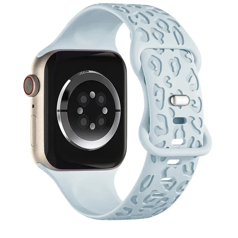 Leopard Pattern Engraved Silicone Sport Band for Apple Watch