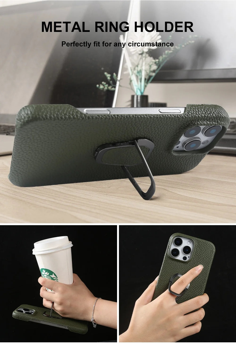 Genuine Leather Protective Case for iPhone 16 Series