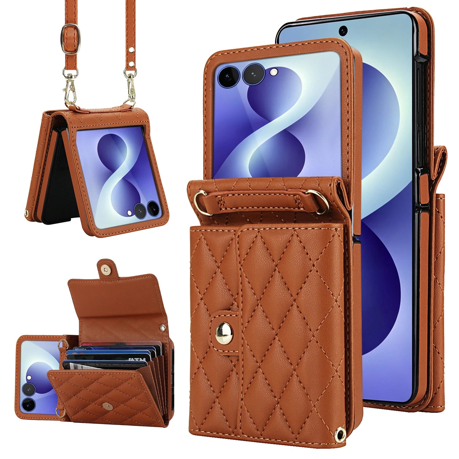 Crossbody Leather Wallet Case with Card Holder for Samsung Galaxy Z Flip 8