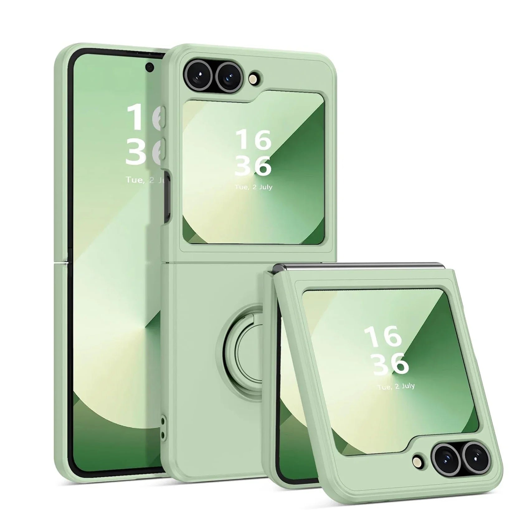 Liquid Silicone Phone Case with Ring Holder & Grip Stand for Samsung Galaxy Z Flip 6