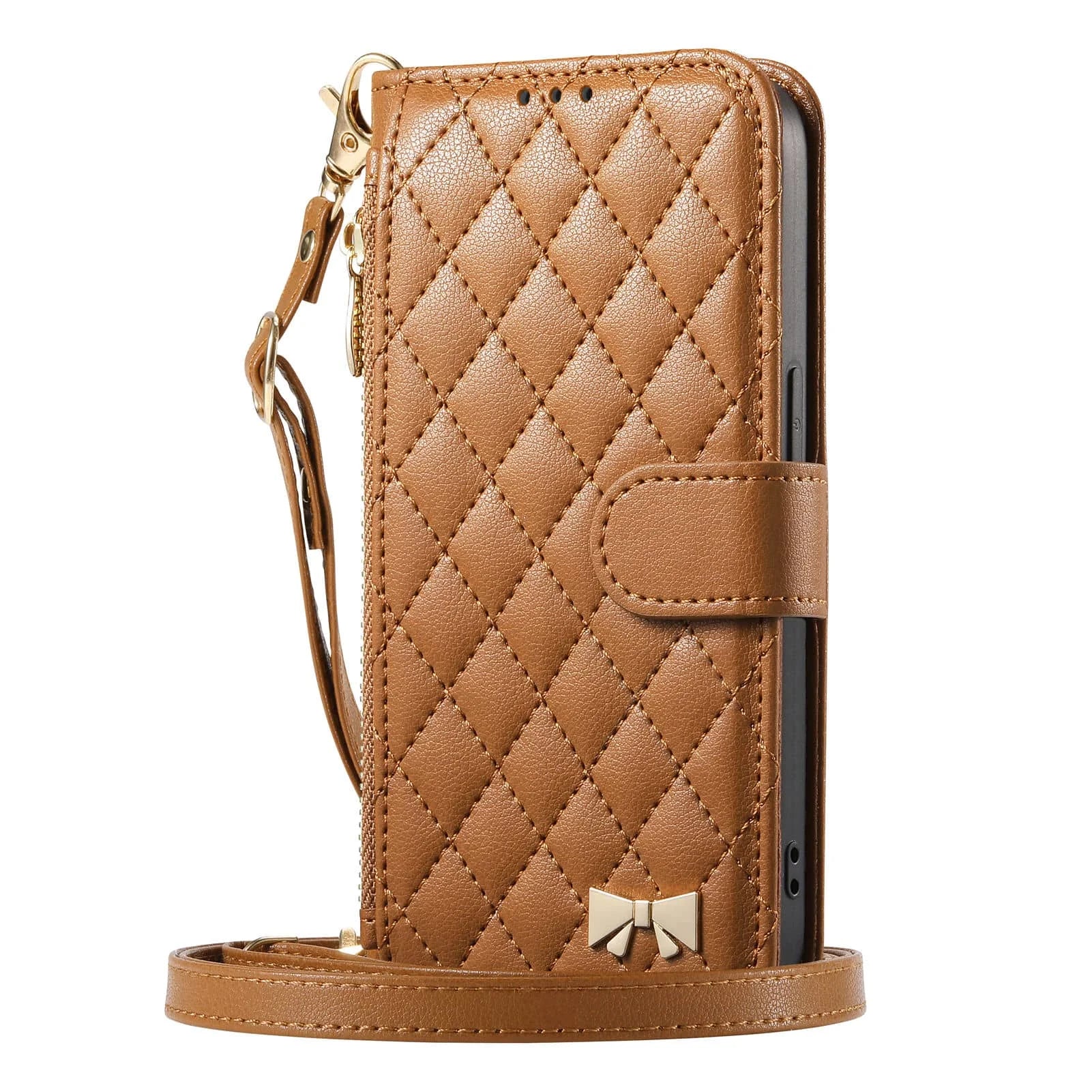 Crossbody Wallet Case Quilted Zip Pocket Card Holder for iPhone 17 Series