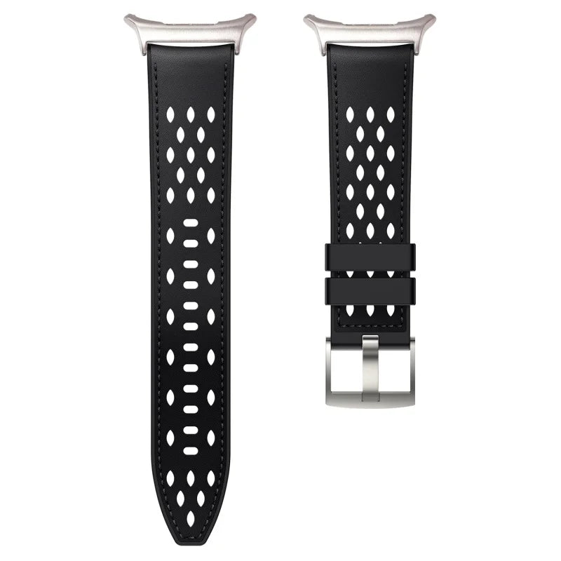 Perforated Leather Breathable Watch Band with Silicone Ventilation Inserts for Samsung Galaxy Watch Ultra 2