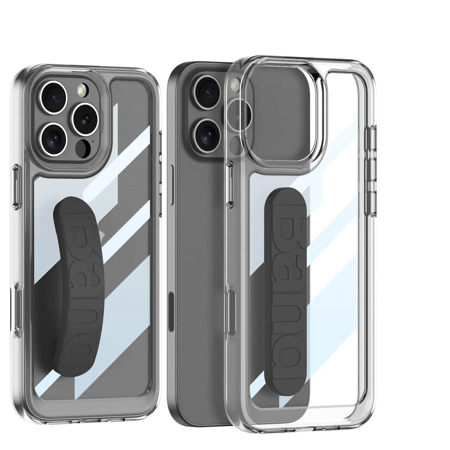 Clear Hard Plastic Case with Wrist Strap for iPhone 16 Series