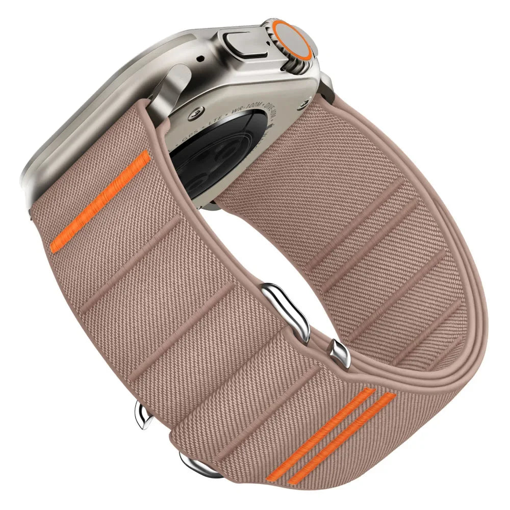 Woven Nylon Loop Closure Band with Shaped Buckle for Apple Watch