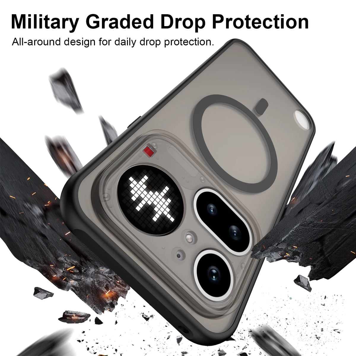 Matte Case with Magnetic Charging Alignment Ring for Nothing Phone (4a) Series