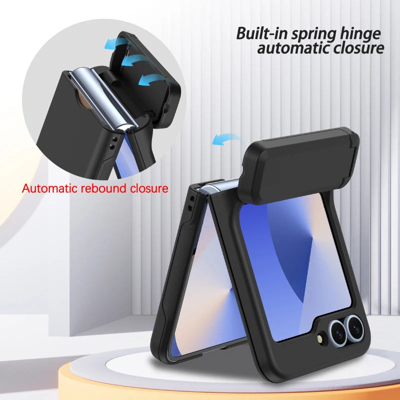 Shockproof Hard Shell Case with Magnetic Hinge Protection & Card Slot for Samsung Galaxy Z Flip 6