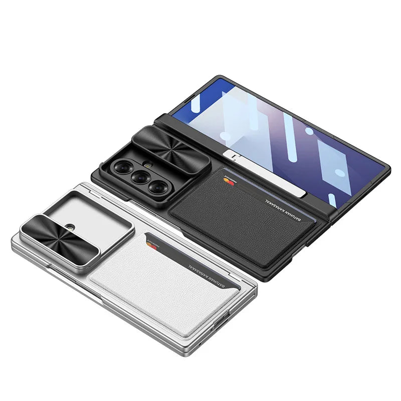 Shockproof Samsung Galaxy Z Fold 7 Case with Sliding Lens Cover & Folding Stand