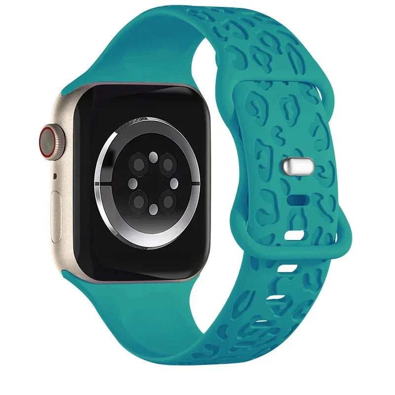 Leopard Pattern Engraved Silicone Sport Band for Apple Watch