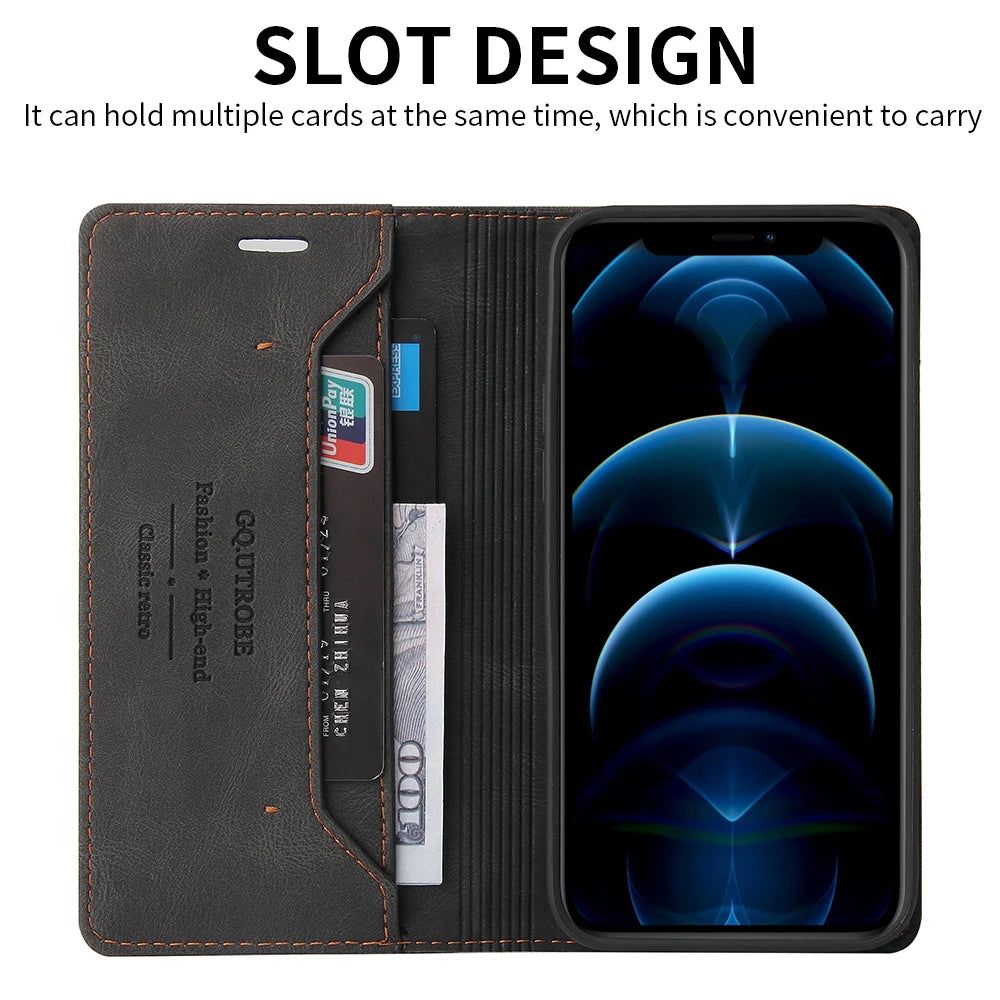 Luxury Retro Leather RFID-Blocking Flip Wallet Case for Samsung Galaxy S26 Series