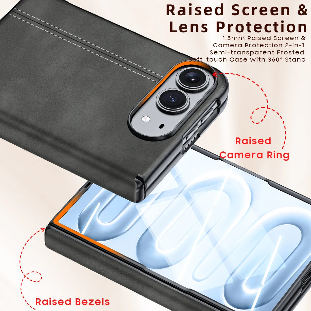 Microfiber Leather Foldable Case with Integrated HD Screen Protector for iPhone Duo