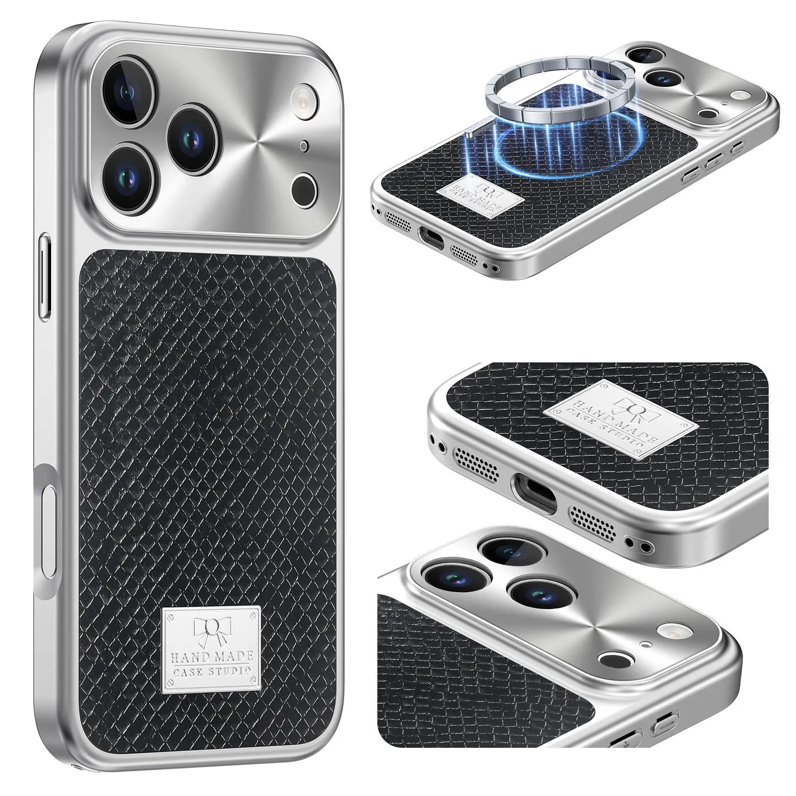 Snake Pattern Leather MagSafe Case for iPhone 17 Series