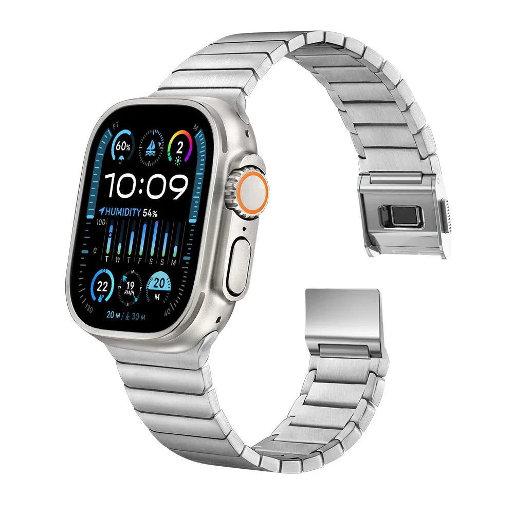 Durable Titanium Metal Band with Magnetic Buckle for Apple Watch