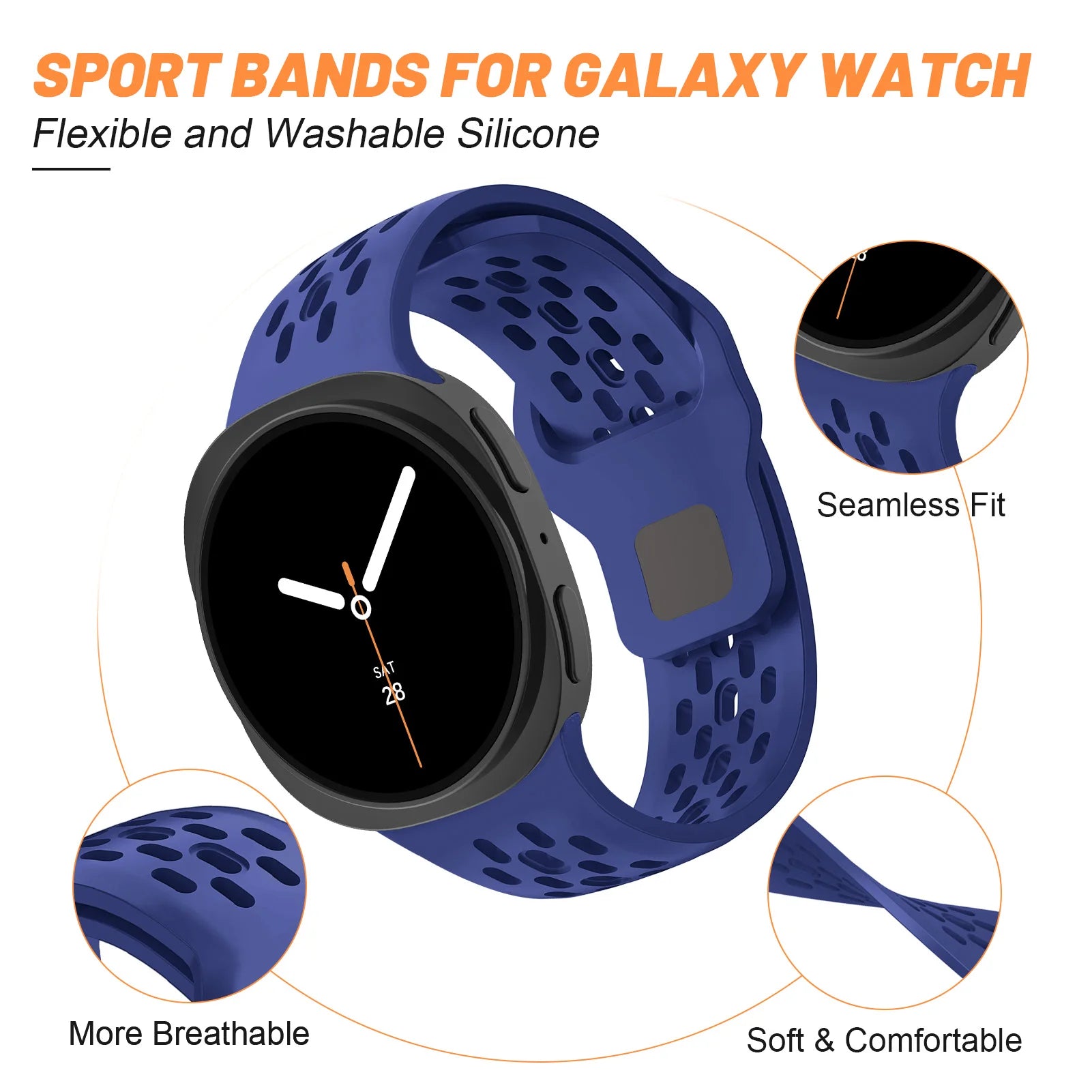 Breathable Rubber Replacement Strap for Samsung Galaxy Watch 8 / Galaxy 8 Classic