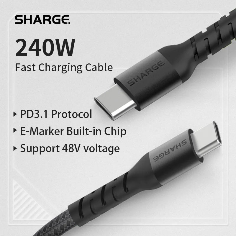 SHARGE E-Maker 240W USB-C Cable with Fast Charging and High-Speed Data Transfer