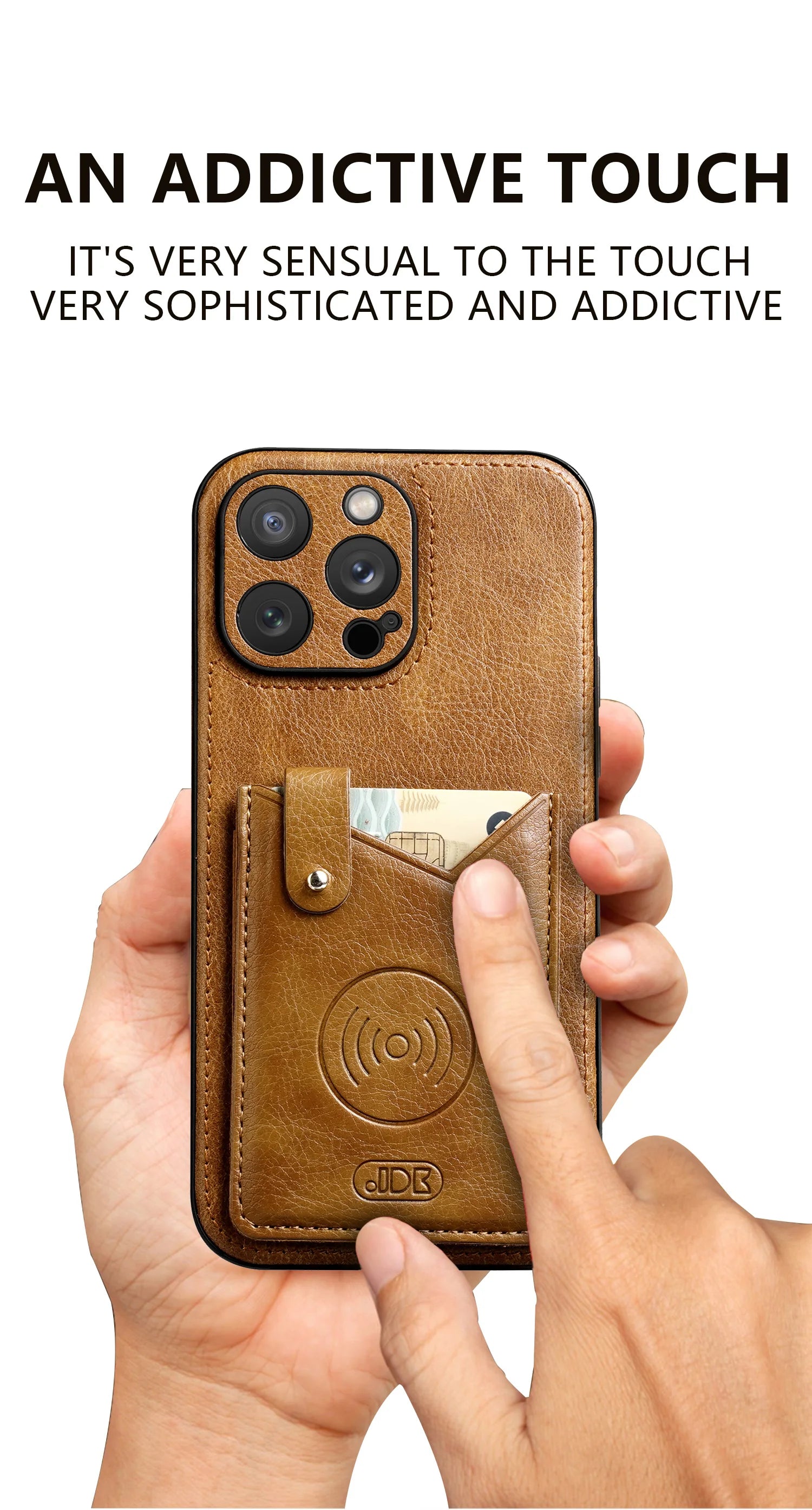 Shockproof Leather Wallet Case with Kickstand for iPhone 16 Series