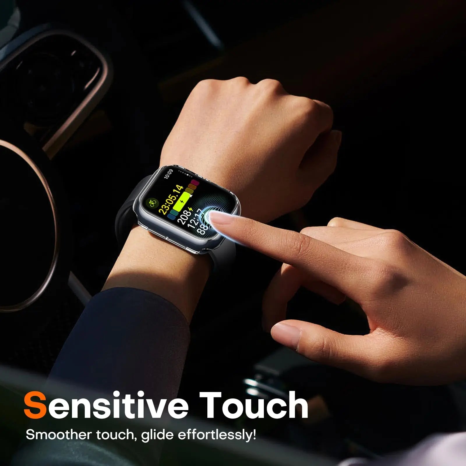2-Pack Tempered Glass Case Screen Protector for Apple Watch